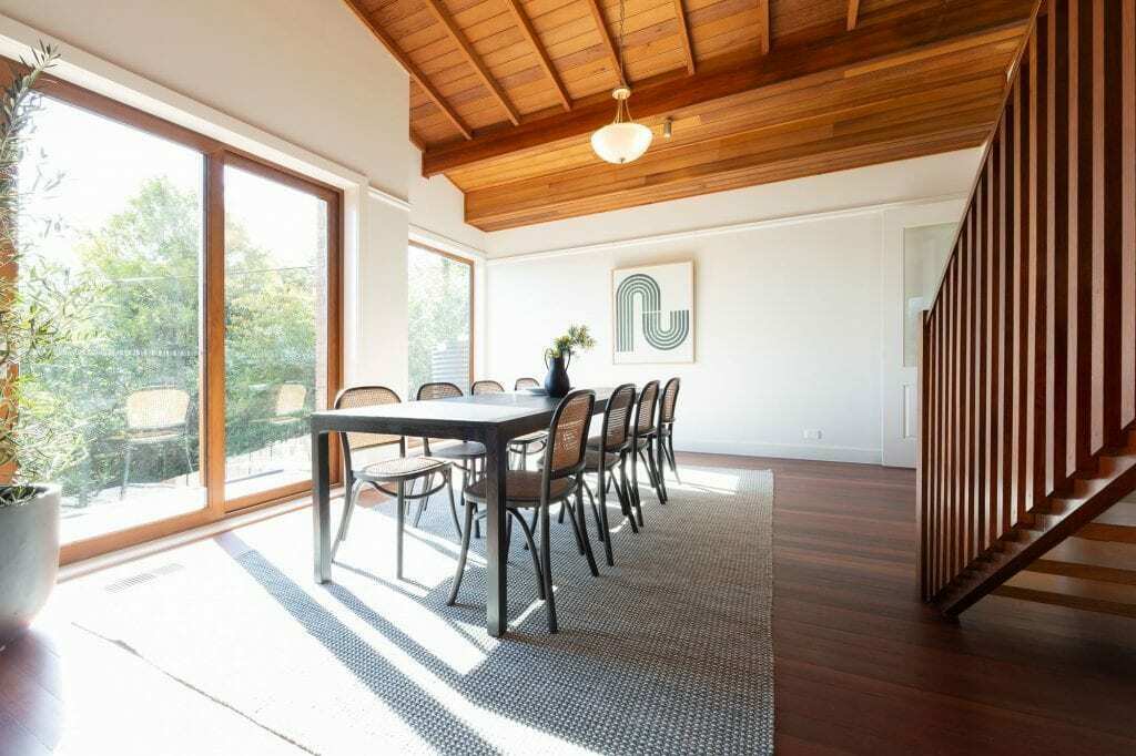 Homes by Howe Canberra builder – Governor Generals' renovation extension – Restored exposed timer raked ceiling