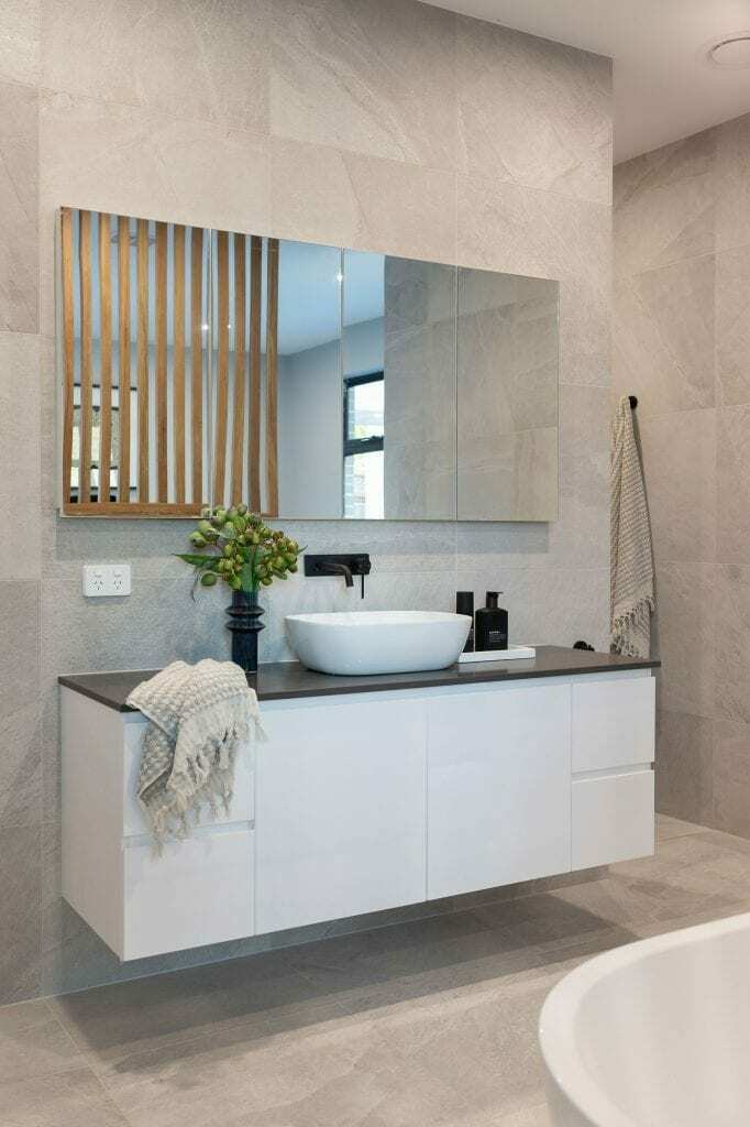 Homes by Howe, knock down rebuild, Deakin, bathroom vanity and mirror