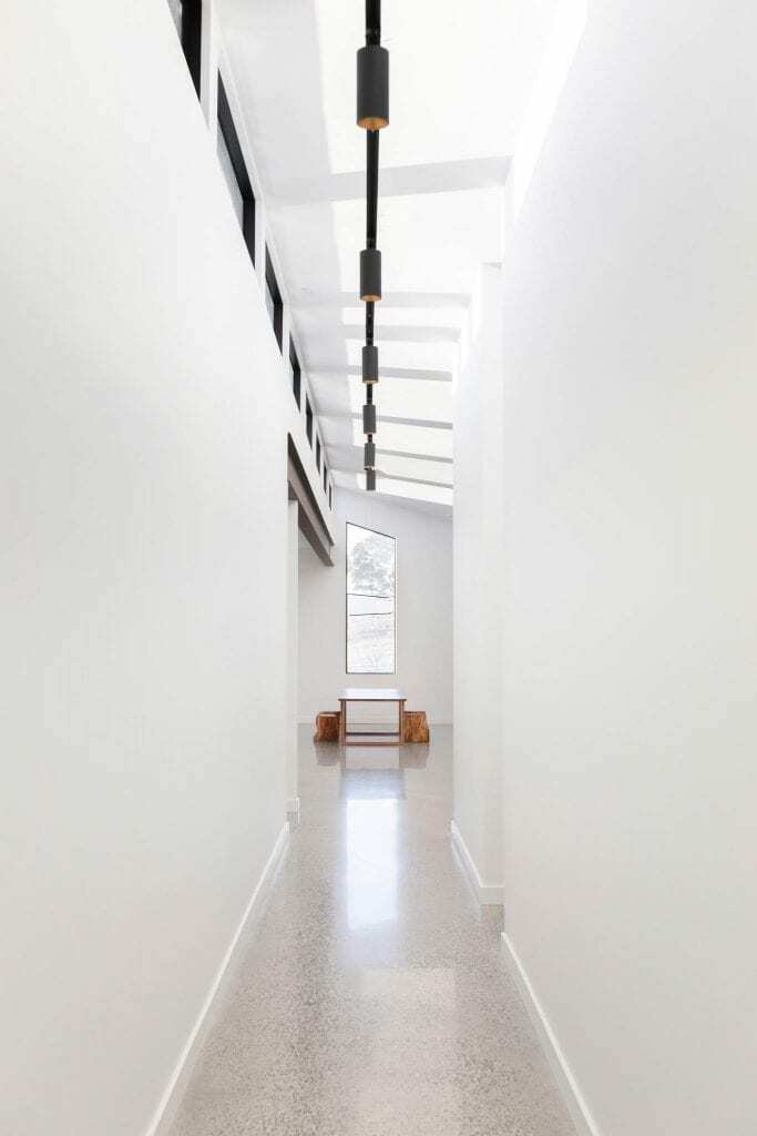 Homes by Howe, new build, Burra, hallway, high ceilings chapel window