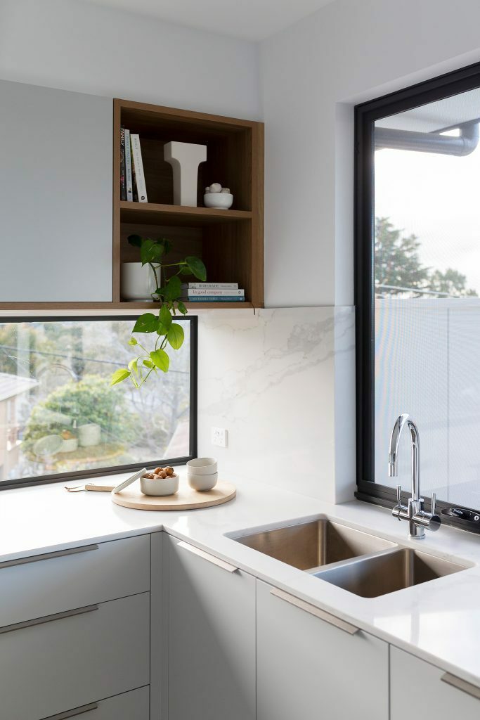 Homes by Howe, knock down rebuild, Chapman, kitchen, large sink and low window